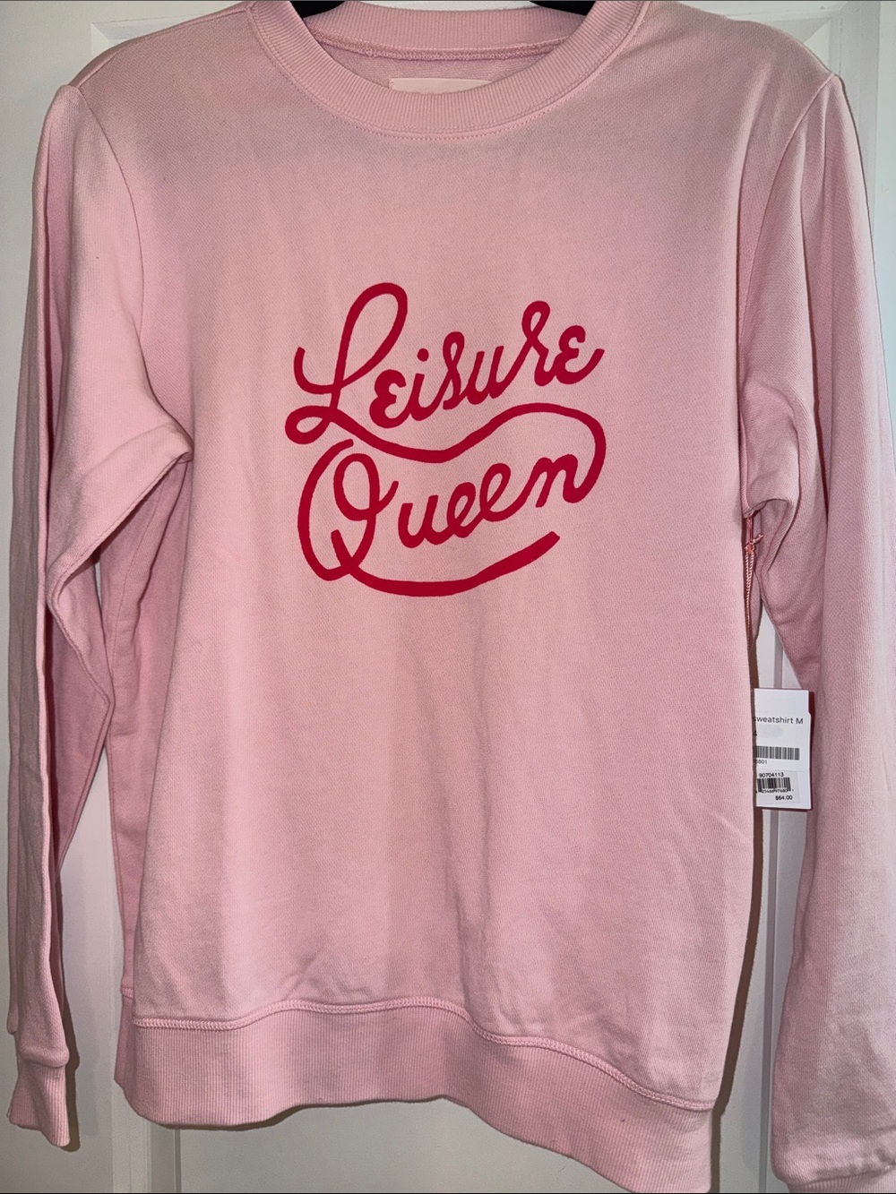 ban.do Pink Sweatshirt with Hot Pink "Leisure Queen" Script